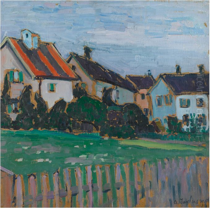 HOUSES WITH FRONT GARDENS Oil Painting by Alexei Jawlensky