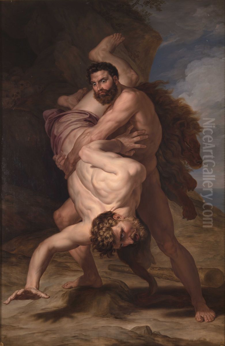 Hercules y Anteo. Oil Painting by Rafael Tejeo