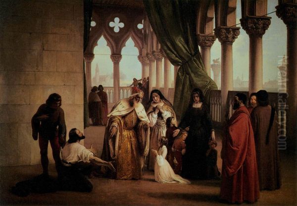 The two Foscari Oil Painting by Francesco Hayez
