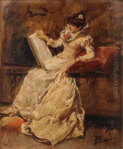Figura femenina sentada Oil Painting by Ignacio Pinazo Camarlench