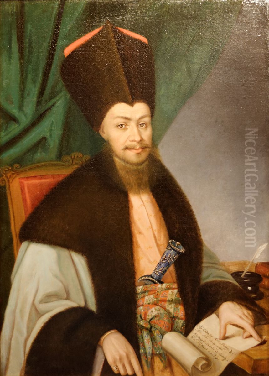 The Poet Ienachita Vacarescu Oil Painting by Anton Chladek