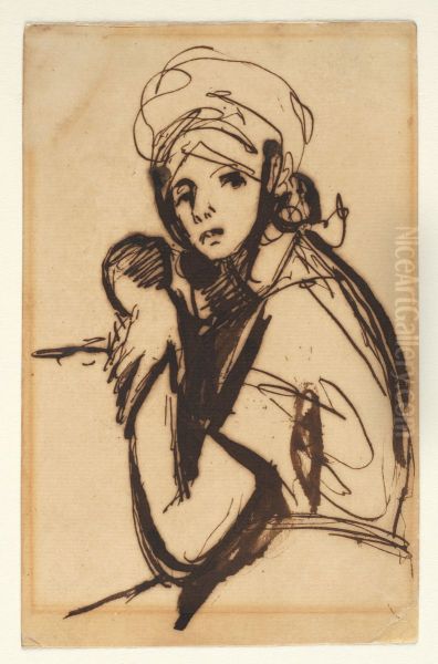 Half-Figure of a Young Woman Oil Painting by George Romney