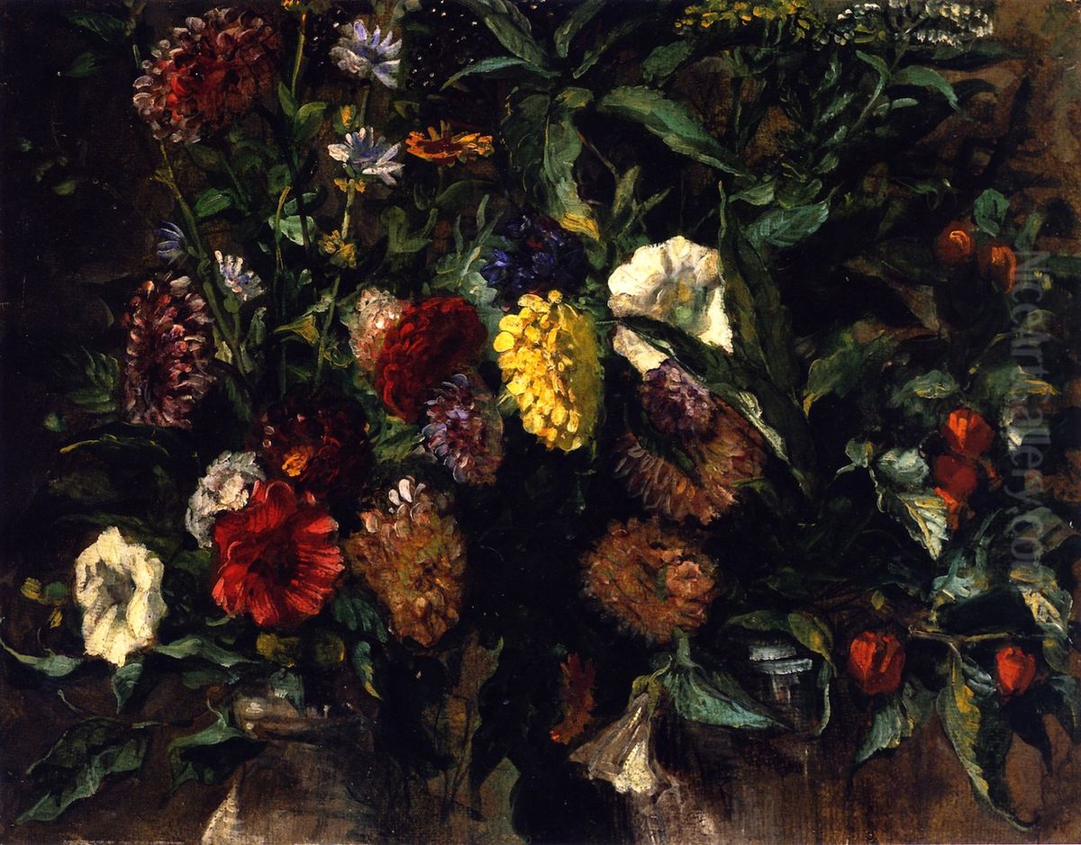 Bouquet de fleurs dans un vase Oil Painting by Eugene Delacroix