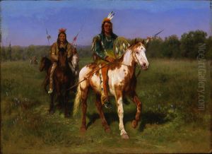 Indiens a cheval armes de lances