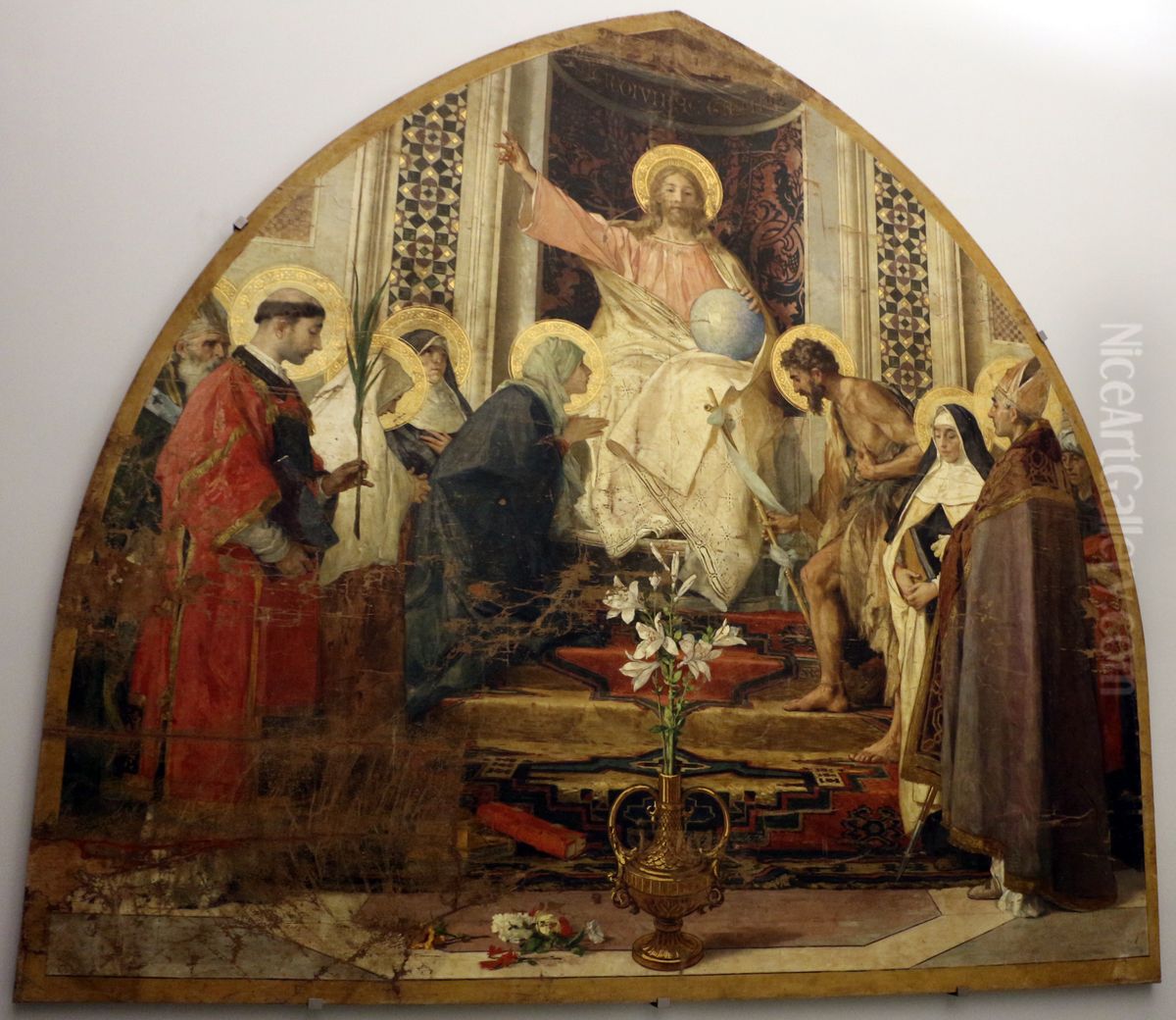 Christ Enthroned Between Mary and Florentine Saints Oil Painting by Nicolo Barabino