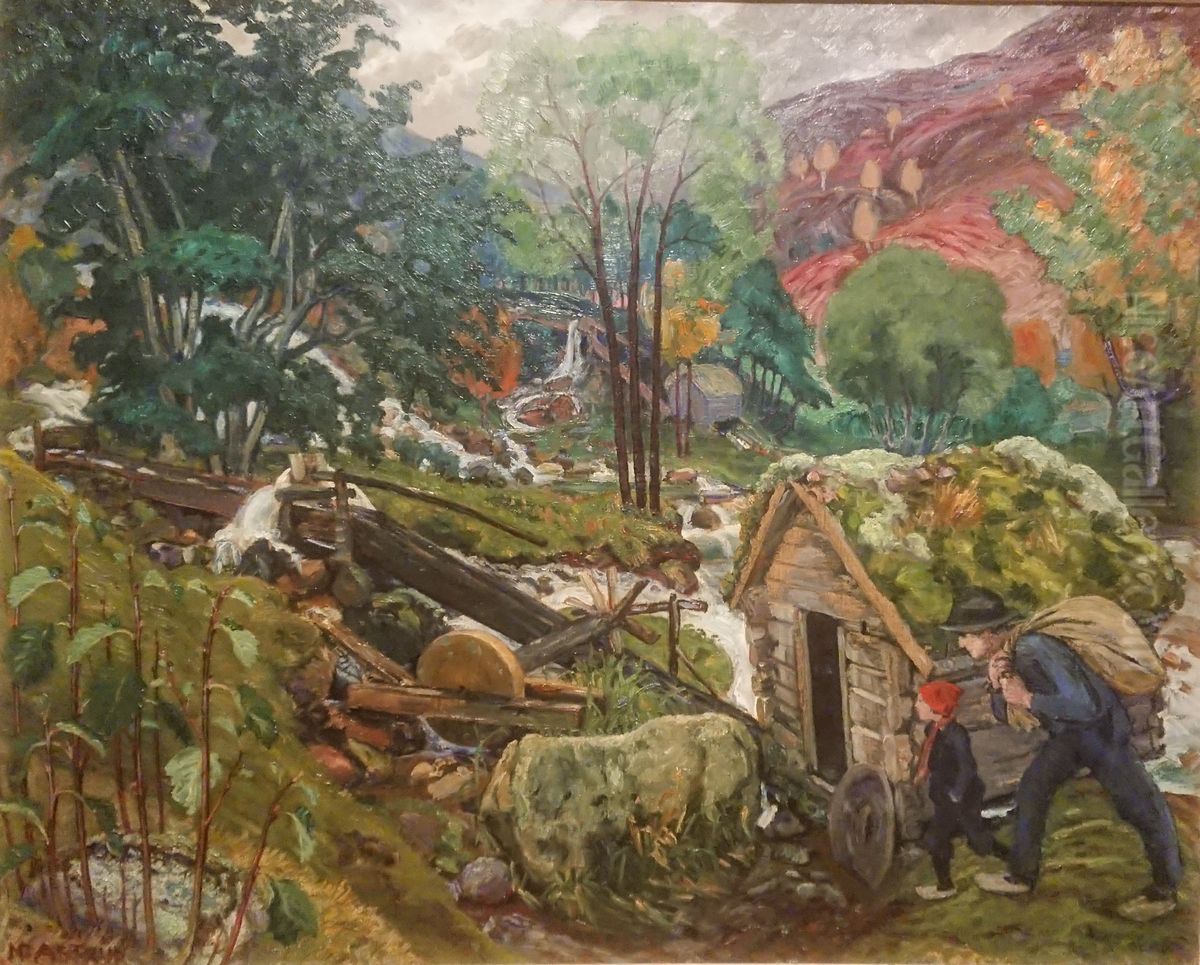 Kvennavatn Oil Painting by Nikolai Astrup