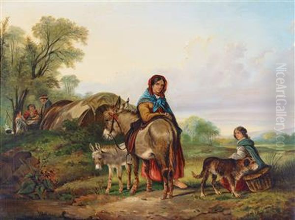 Travellers Resting Oil Painting by William Shayer