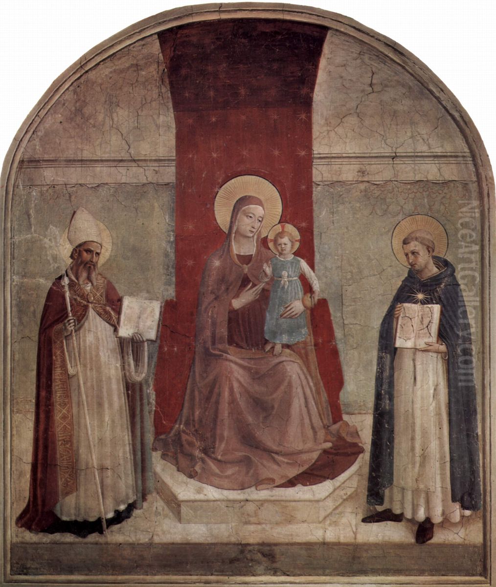 Madonna and Child with Augustine and Thomas Oil Painting by Fra Angelico