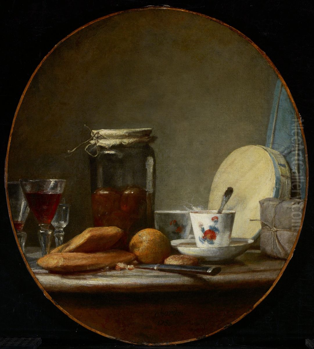 Jar of Apricots Oil Painting by Jean-Baptiste-Simeon Chardin