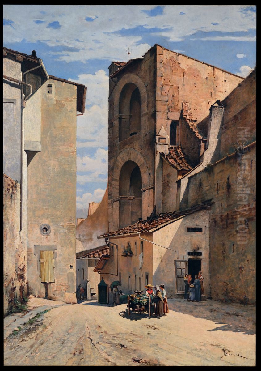Old entrance gate in Pinti Oil Painting by Odoardo Borrani