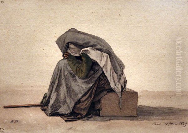 Vieille femme assise Oil Painting by Guillaume Bodinier