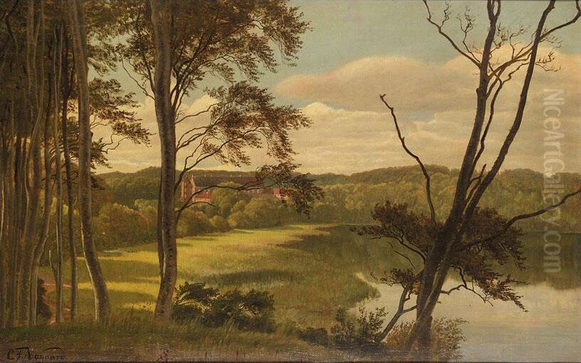 Visborg gaard. Oil Painting by Carl Frederik Aagaard