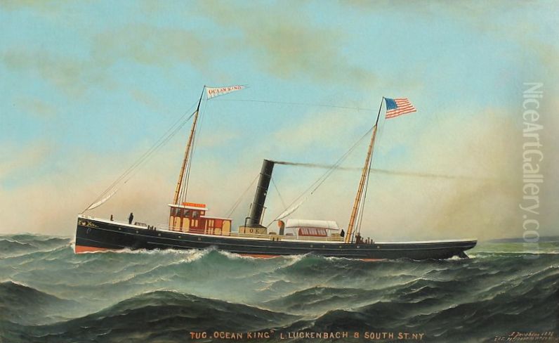 Steam tugOcean King Oil Painting by Antonio Nicolo Gasparo Jacobsen