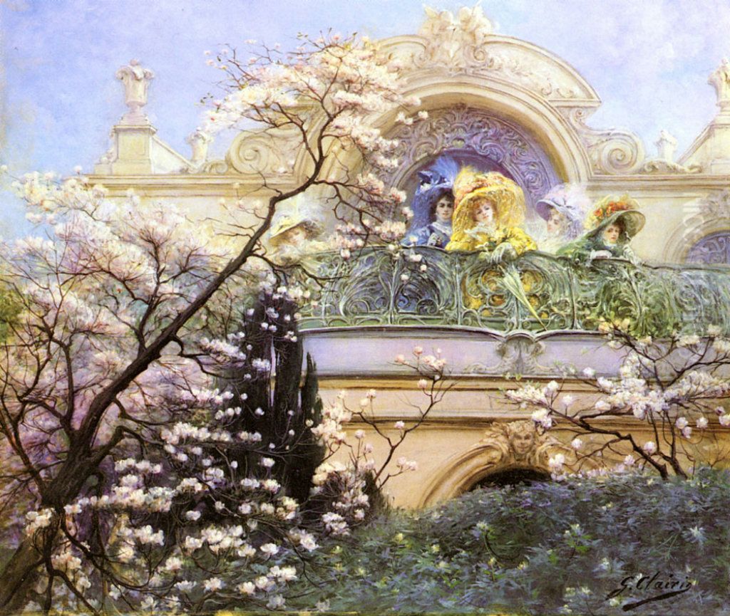 On the Balcony Oil Painting by Georges Clairin