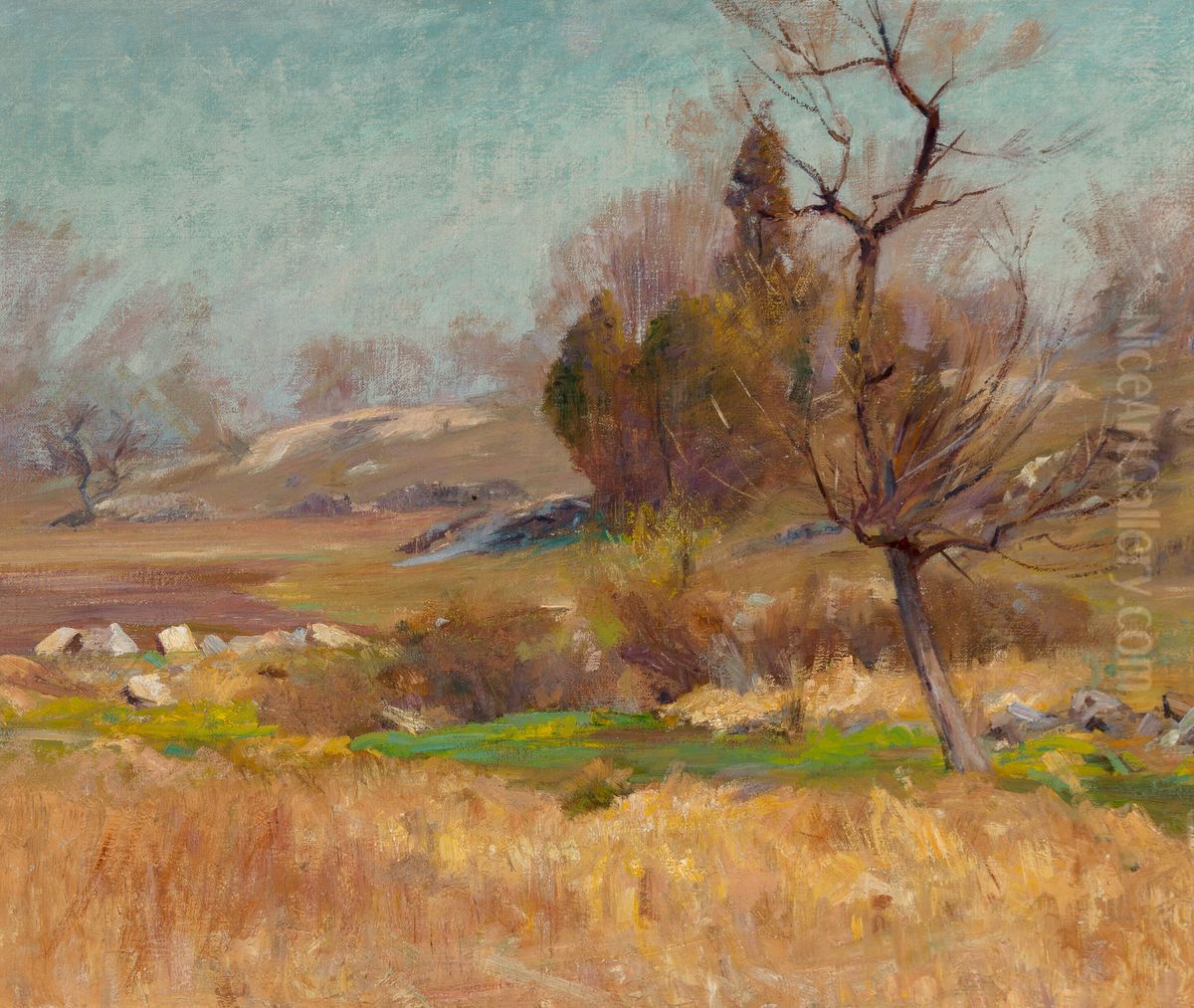 Rocky Hillside Oil Painting by Walter A. Clark