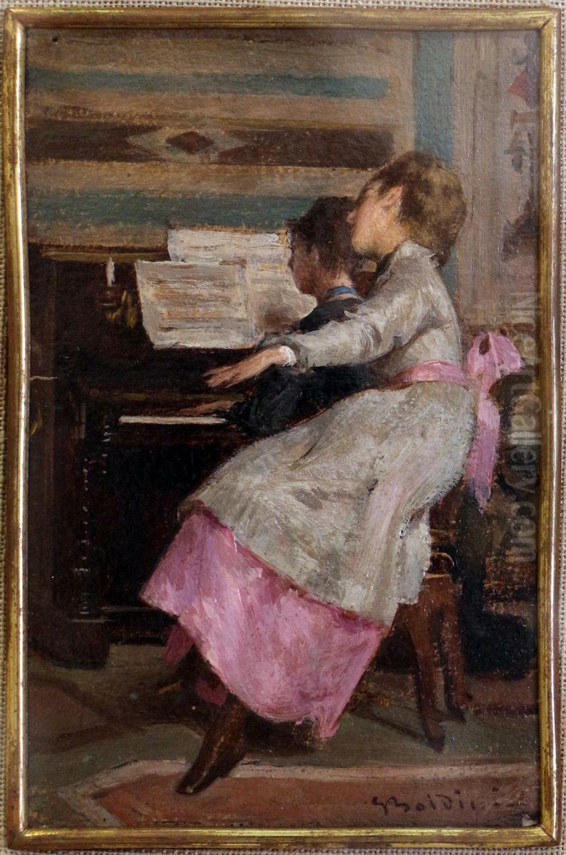 Al pianoforte Oil Painting by Giovanni Boldini