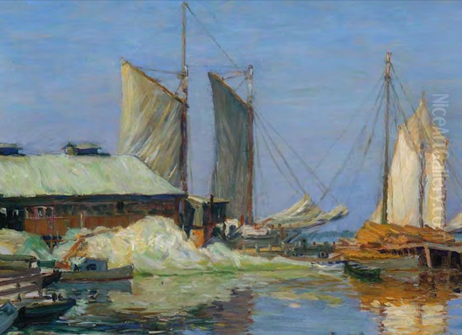 Oyster Warf, Biloxi, Mississippi Oil Painting by William Woodward