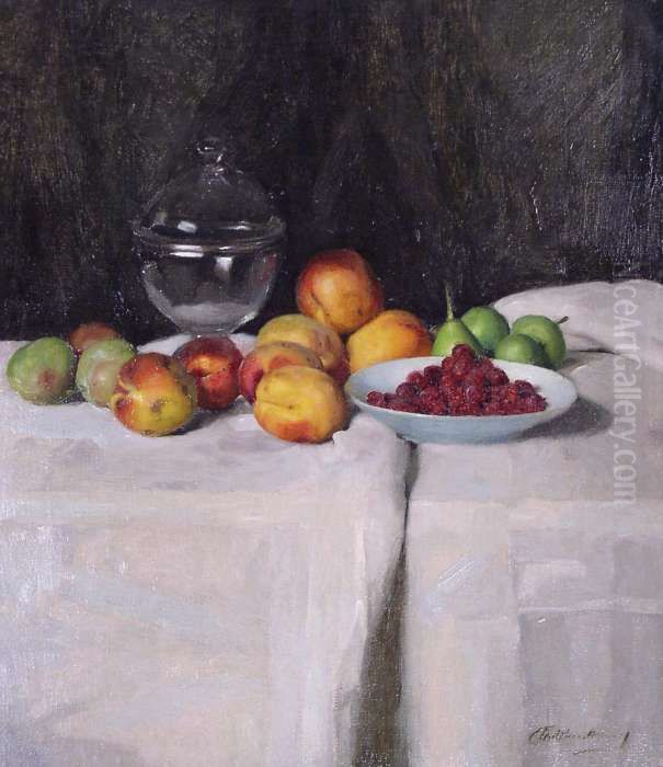 Still-life with Fruits Oil Painting by Janos Pentelei Molnar
