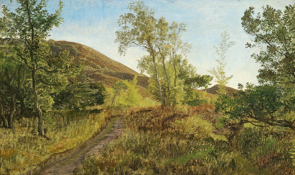 A hilly landscape. Oil Painting by P. C. Skovgaard