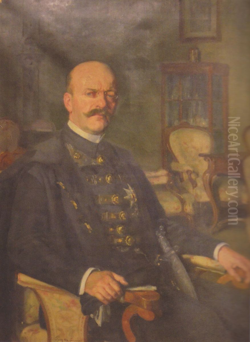 Portrait of Bela Jankovich Oil Painting by Ferenc Paczka