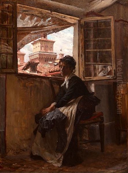Dalla soffitta a Ferrara Oil Painting by Giovanni Boldini