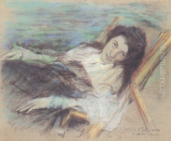 Charlotte Berend im Liegestuhl Oil Painting by Lovis (Franz Heinrich Louis) Corinth