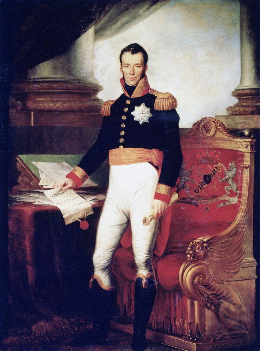 Portrait of King Willem I (1772-1843) Oil Painting by Mattheus Ignatius van Bree