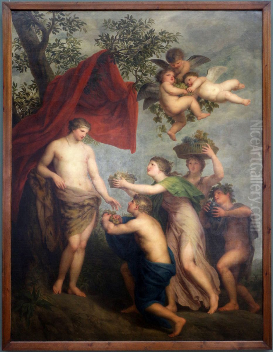 Offerings to Bacchus Oil Painting by Andries Cornelis Lens
