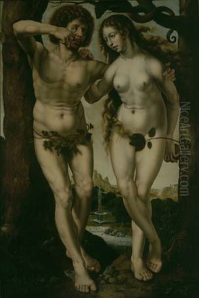 Adam and Eve Oil Painting by Jan Gossaert