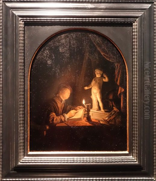 Portrait of an Artist Drawing Oil Painting by Gerrit Dou