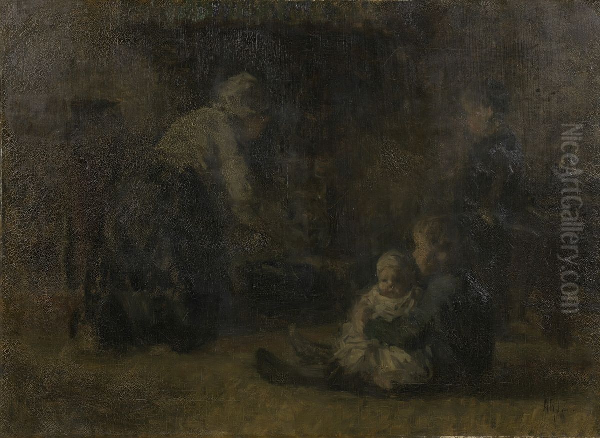 Bij het vuur Oil Painting by David Adolph Constanz Artz