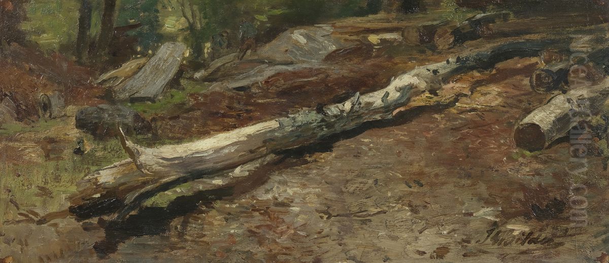 Tree trunk Oil Painting by Johannes Warnardus Bilders