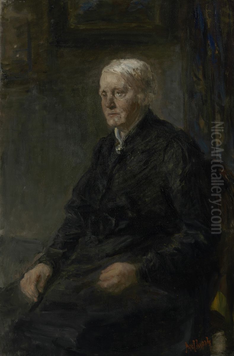 Portret van Sientje Mesdag-van Houten Oil Painting by Jozef Israels