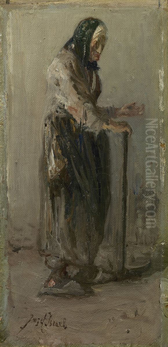 Study of a beggar woman Oil Painting by Jozef Israels