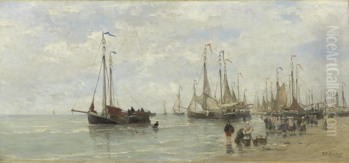Hollands strandgezicht Oil Painting by Hendrik Willem Mesdag
