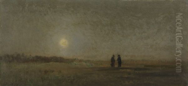 Maanlicht, Champigny Oil Painting by Charles-Francois Daubigny