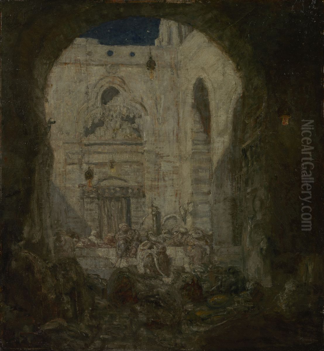 The harem guard Oil Painting by Marius Bauer