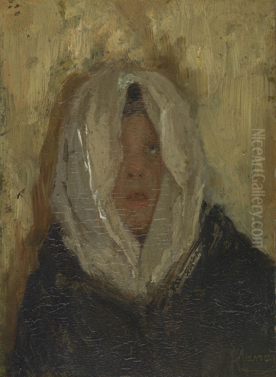 Studie (Mijn zusje) Oil Painting by Antonio Mancini