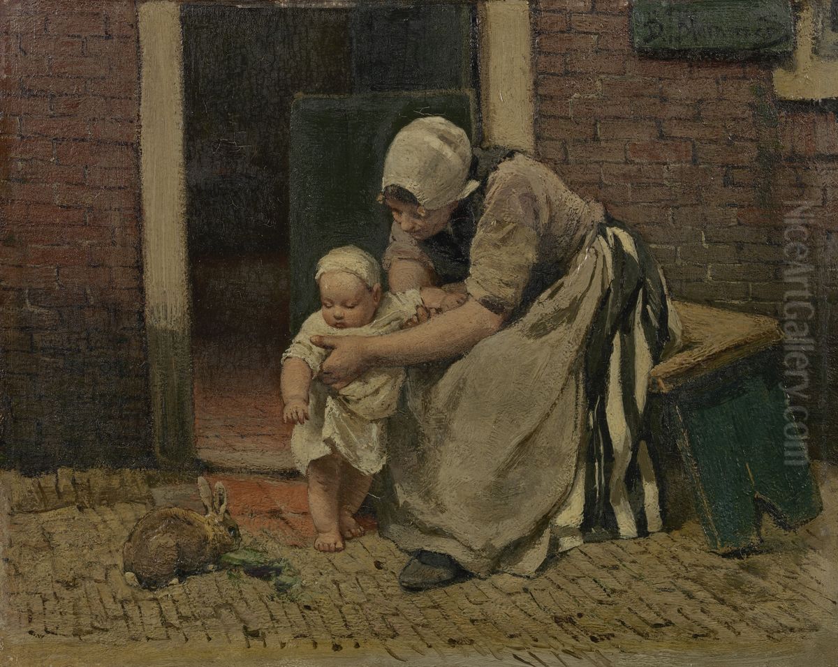 Het konijntje Oil Painting by Bernard Blommers