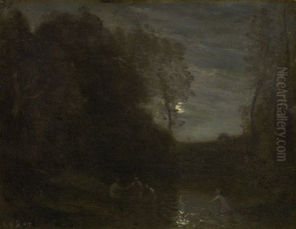 Maanlicht Oil Painting by Jean-Baptiste Camille Corot