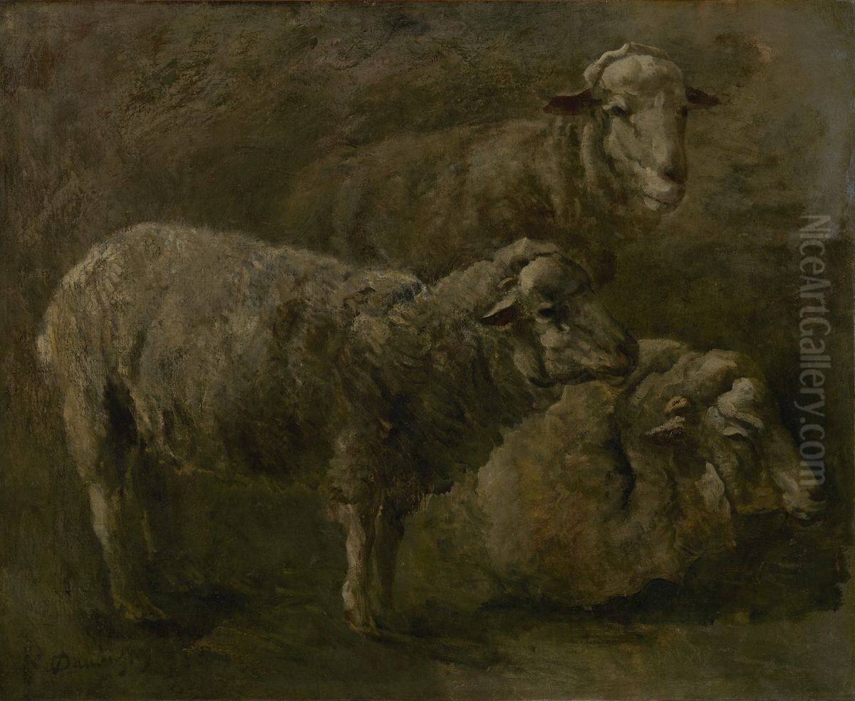Sheep Oil Painting by Charles-Francois Daubigny