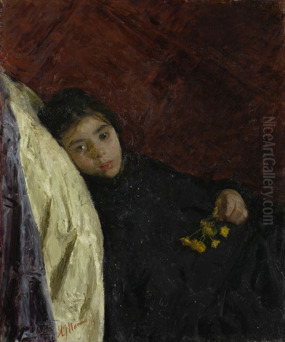 The sick child Oil Painting by Antonio Mancini