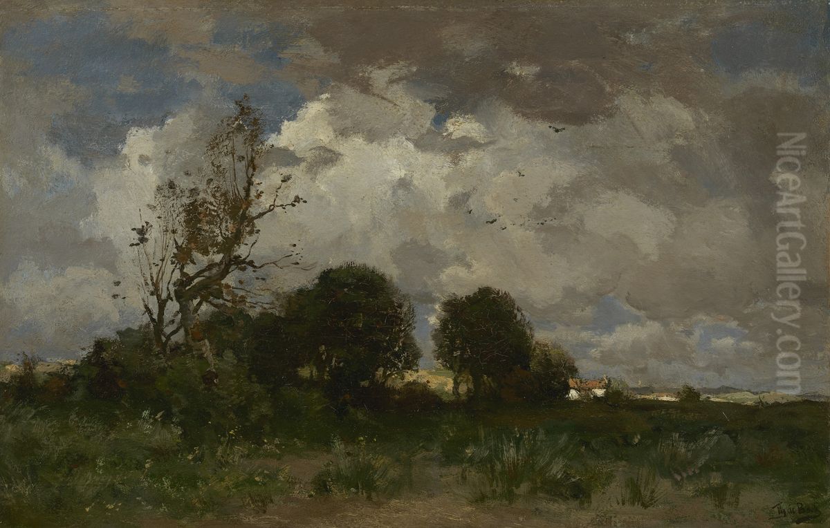 Thunderstorm Oil Painting by Theophile Emile Achille De Bock