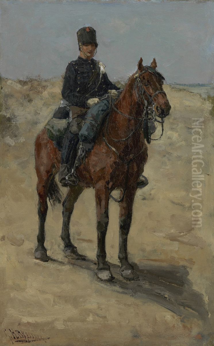 Cavalryman in the dunes Oil Painting by George Hendrik Breitner