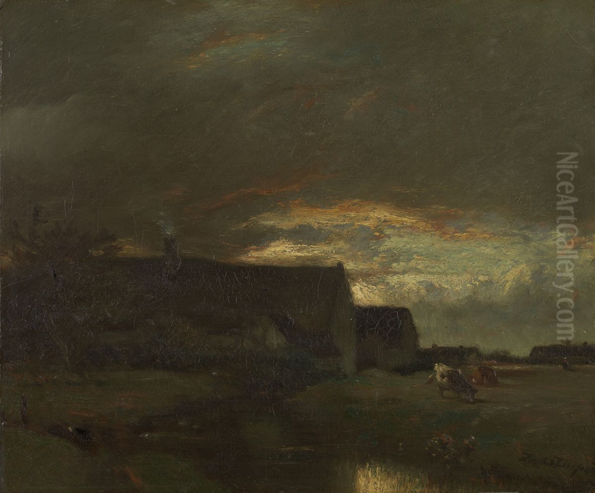 Avondstond Oil Painting by Jules Dupre