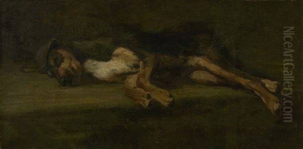 A dead dog Oil Painting by Marinus Van Der Maarel