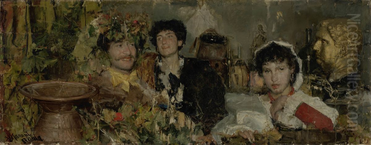 After the grape harvest Oil Painting by Antonio Mancini