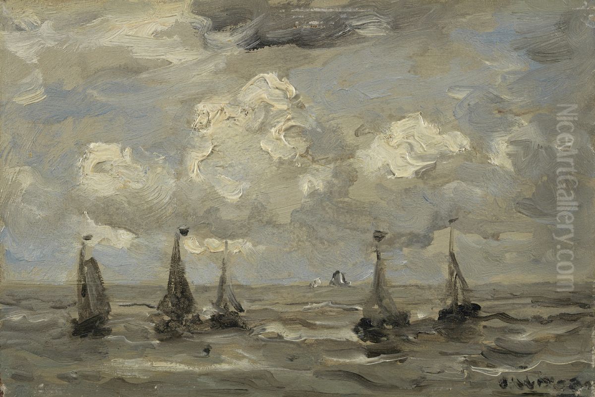 Stormy sea Oil Painting by Hendrik Willem Mesdag