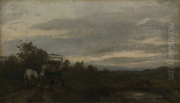 Landschap bij avond Oil Painting by Antoine Vollon