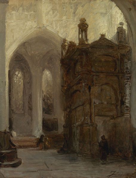 St. Pieterskerk te Leuven Oil Painting by Johannes Bosboom